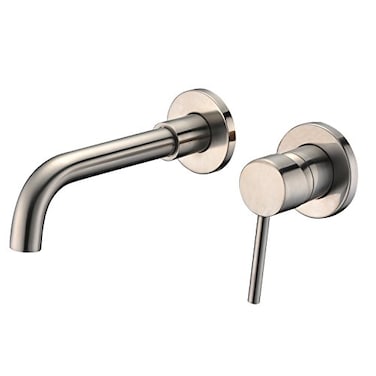 Sumerain Wall Mount Bathroom Faucets Brushed NickelSingle Handle Wall Mount Faucet with Brass Roughin Valve