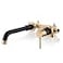 ARCORA Wall Mount Bathroom Faucet Black and Gold Bathroom Sink Faucet Single Handle Vanity Tap Swivel Spout Wall Mounted Basin with Roughin Valve