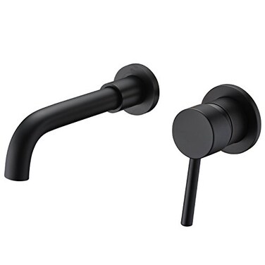 sumerain Wall Mount Bathroom Faucets Matte Black Roughin Valve Included