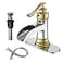 BWE Bathroom Faucet Waterfall Single Handle Chrome and Gold Vanity with Pop Up Drain Stopper with Overflow One Hole Lever Bath Sink Basin Restroom Mixer Tap Commercial Supply Line