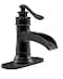 Homevacious Bathroom Faucet Matte Black Waterfall Bathroom Sink Faucets with Single Handle Rustic Vanity Farmhouse RV Faucet Suitable for 1 or 3 Holes with Deck Plate Black