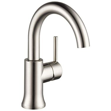 Delta Faucet Trinsic Single Hole Bathroom Faucet Brushed Nickel Single Handle Bathroom Faucet Diamond Seal Technology Drain Assembly Stainless 559HASSDST