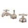 Kingston Brass KS1168AX Heritage Widespread Lavatory Faucet with Metal Cross Handle Brushed Nickel