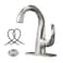 WOWOW Single Handle Bathroom Faucet 1 Hole High Arc Brushed Nickel Popup Drain Solid Brass Commercial Bathroom Sink Faucet Basin Vanity Bar Faucet