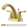 WOWOW 4 Inch Bathroom Sink Faucet Brushed Gold Centerset Vanity Faucet with Lift Rod Drain Modern Mixer Tap for Rv Sink