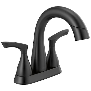 Delta Broadmoor Centerset Matte Black Bathroom Faucet with Sprayer 4 Inch 3 Hole Bathroom Sink Faucet with Pull Out Sprayer PushPop Drain Matte Black 25765LFBLPD