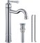 WINKEAR Vessel Sink Faucet Chrome Bathroom Tall Faucet Single Hole DeckMount Pop up Drain Assembly Without Overflow Water Supply Lines Included