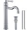 WINKEAR Vessel Sink Faucet Chrome Bathroom Tall Faucet Single Hole DeckMount Pop up Drain Assembly Without Overflow Water Supply Lines Included