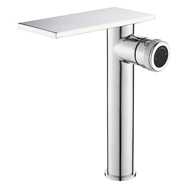 becola Modern Chrome Bathroom FaucetTall Waterfall Faucet for Bathroom SinkSingle Hole Cold and Hot Basin Mixer TapSingle Handle Vanity Faucet with Adjust Knobs and Two Supply Lines
