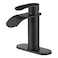 WOWOW Waterfall Bathroom Faucet Matte Black Bathroom Sink Faucet for 1 Hole or 3 Holes Single Handle Vanity Faucet with Pop up Drain Stainless Steel Basin Sink Tap for RV Lavatory
