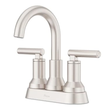 Pfister Capistrano Centerset Bathroom Sink Faucet 2Handle 3Hole Brushed Nickel with Push Seal Drain NSF WaterEfficient TiteSeal Technology LF048CSOGS