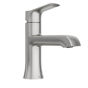 Moen LISO Spot Resist Brushed Nickel OneHandle Bathroom Faucet One Hole Bathroom Sink Faucet with Optional Deck Plate and Push Down Drain 84540SRN