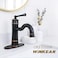 WINKEAR Roman Bathroom Sink Faucet ORB Single Hole DeckMount Popup Drain Assembly with Overflow Deck Plate and Water Supply Lines Included