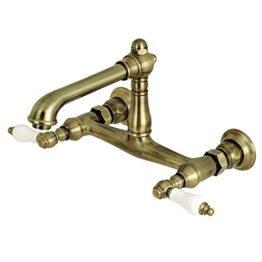 Kingston Brass KS7243PL Wall Mount Bathroom Faucet Antique Brass