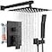 gotonovo Rainfall Bathroom Shower System Rain Shower Head and Handle Set Wall Mounted Shower Complete Combo Solid Brass Pressure Balancing Shower Mixer Valve 10 Inch Matte Black