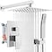 gotonovo Rainfall Bathroom Shower System Rain Shower Head and Handle Set Wall Mounted Shower Complete Combo Solid Brass Pressure Balancing Shower Mixer Valve 10 Inch Polished Chrome