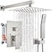 gotonovo Rainfall Bathroom Shower System Rain Shower Head and Handle Set Wall Mounted Shower Complete Combo Solid Brass Pressure Balancing Shower Mixer Valve 12 Inch Brushed Nickel