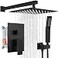 gotonovo Rainfall Bathroom Shower System Rain Shower Head and Handle Set Wall Mounted Shower Complete Combo Solid Brass Pressure Balancing Shower Mixer Valve 12 Inch Oil Rubbed Bronze