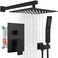 gotonovo Rainfall Bathroom Shower System Rain Shower Head and Handle Set Wall Mounted Shower Complete Combo Solid Brass Pressure Balancing Shower Mixer Valve 12 Inch Oil Rubbed Bronze