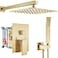 gotonovo Rainfall Bathroom Shower System Rain Shower Head and Handle Set Wall Mounted Shower Complete Combo Solid Brass Pressure Balancing Shower Mixer Valve 12 Inch Brushed Gold