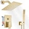 gotonovo Rainfall Bathroom Shower System Rain Shower Head and Handle Set Wall Mounted Shower Complete Combo Solid Brass Pressure Balancing Shower Mixer Valve 8 Inch Brushed Gold