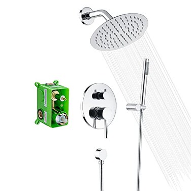 SUMERAIN Rain Shower System Wall Mounted Bathroom Shower Faucet Set with 8 Shower Head and Brass Hand Shower Rough in Valve Included