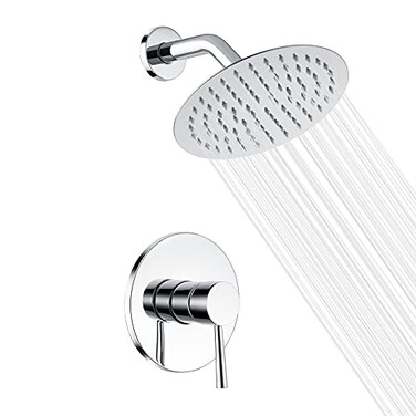 SUMERAIN Bathroom Shower Faucet with Valve 8 Inch Rain Shower Head and Faucet Set Single Handle Chrome Finish