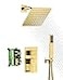 sumerain Rain Shower System Brushed Brass Dual Functions Shower Faucet Complete Set Including 8 Shower Head RoughIn Valve Body and Trim