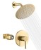 sumerain Brushed Gold Shower Faucet Set with 8 Inches Stainless Steel Rain Shower Head Solid Brass Rough In Valve