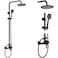 Aolemi Outdoor Shower Faucet Matte Black SUS304 Shower Fixture Combo Set Stainless Steel 8 inch Rainfall Shower Head Kit Single Handle High Pressure Hand Spray Wall Mount 2 Dual Function Single Handle