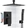 Aolemi Ceiling Mount Shower System Rain Shower Head with Handheld Spray High Pressure Shower Faucet Set Roughin Valve Shower Trim Kit Included Bathroom Matte Black 10 Inch Ceiling Shower Head