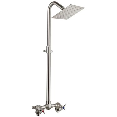 Aolemi Outdoor Shower Kit Fixtures 6 Inch Center with Adjustable Slide Bar6 Inch Showerhead2Handle with Mix ValveBrushed Nickel