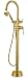 Hangoro Classic Free Standing Tub Faucet Solid Brass Construction Floor Mounted Design Antique Handheld Sprayer High Flow Rate 360 Degree Swivel Spout Brushed Gold Finish