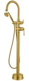 Hangoro Classic Free Standing Tub Faucet Solid Brass Construction Floor Mounted Design Antique Handheld Sprayer High Flow Rate 360 Degree Swivel Spout Brushed Gold Finish