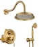 WINKEAR Rain Shower Head with Handheld Spray Rainfall Shower System with Roughin Valve Luxury Shower Trim Kit Wall Mount Brushed Gold