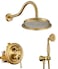 WINKEAR Rain Shower Head with Handheld Spray Rainfall Shower System with Roughin Valve Luxury Shower Trim Kit Wall Mount Brushed Gold