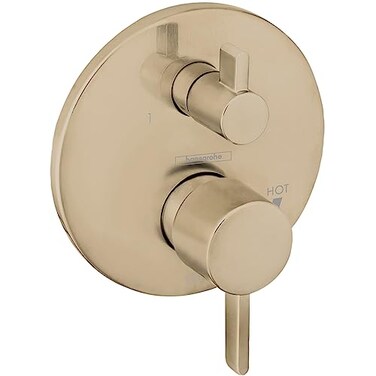 hansgrohe Ecostat Modern Pressure Balance Shower Valve Trim with Diverter in Brushed Bronze 04447140