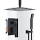 SunCleanse Rainfall Shower System Matte Black Ceiling Mounted Shower System Combo Set with High Pressure 12 Inches Square Rain Shower Head Handheld and Shower Faucet Roughin Mixer Valve and Trim