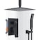 SunCleanse Rainfall Shower System Matte Black Ceiling Mounted Shower System Combo Set with High Pressure 12 Inches Square Rain Shower Head Handheld and Shower Faucet Roughin Mixer Valve and Trim