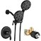 gotonovo Shower Valve and Trim Kit 2 in 1 Shower Head and Handle Set System Bathroom Shower Faucet Set 3 Modes Various Combinations High Pressure with Roughin Valve Matte Black