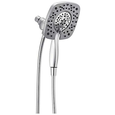 Delta 4Setting In2ition 2in1 Dual Shower Head with HandHeld Spray Chrome Detachable Shower Head with Hose Showerhead 175 GPM Flow Rate Chrome 58498