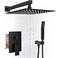 Dlvsoby Shower System Wall Mounted 10 inch Shower Overhead for BathroomRain Shower Combo Set with Handheld SprayLuxury Rainfall Shower Head Roughin Valve and Trim IncludedMatte Black