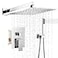 BWE 12 Inch Square Bathroom Luxury Rain Mixer Shower Combo Set Wall Mounted 2Functions Rainfall Shower Head System Polished Chrome Shower Faucet Roughin Valve Body and Trim Included