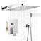 BWE 12 Inch Square Bathroom Luxury Rain Mixer Shower Combo Set Wall Mounted 2Functions Rainfall Shower Head System Polished Chrome Shower Faucet Roughin Valve Body and Trim Included