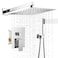 BWE 12 Inch Square Bathroom Luxury Rain Mixer Shower Combo Set Wall Mounted 2Functions Rainfall Shower Head System Polished Chrome Shower Faucet Roughin Valve Body and Trim Included