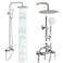 gotonovo SUS304 Outdoor Shower Fixture High Pressure Shower System Combo Wall Mount 2 Dual Function Shower Faucet Set Round Handheld Spray Brushed Nickel Double Lever Handle