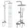 gotonovo SUS304 Outdoor Shower Fixture High Pressure Shower System Combo Wall Mount 2 Dual Function Shower Faucet Set Round Handheld Spray Brushed Nickel Double Lever Handle