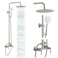 gotonovo SUS304 Outdoor Shower Fixture High Pressure Shower System Combo Wall Mount 2 Dual Function Shower Faucet Set Round Handheld Spray Brushed Nickel Double Lever Handle