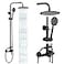 gotonovo SUS304 Outdoor Shower Fixtures High Pressure Rainfall Shower System Combo Wall Mount 2 Dual Function 8 Inch Shower Head and Round Handheld Spray Single Handle Shower Faucet Set Matte Black