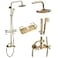 gotonovo Exposed Shower Faucet Set with Shower Shelf 8 inch Rainfall Shower Head with Handheld Sprayer Double Cross Handles Shower System Dual Functions Wall Mounted Antique Brass